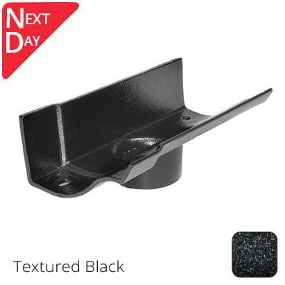 125mm (5") Victorian Ogee Cast Aluminium 63mm Gutter Outlet - Textured Black - Trade Warehouse