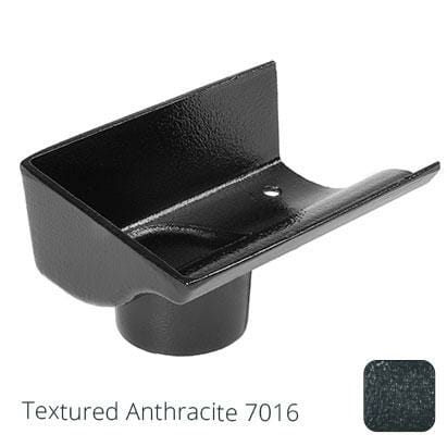 125mm (5") Victorian Ogee Cast Aluminium 76mm Left Hand Stop End Outlet - Textured Anthracite Grey RAL 7016 - Trade Warehouse