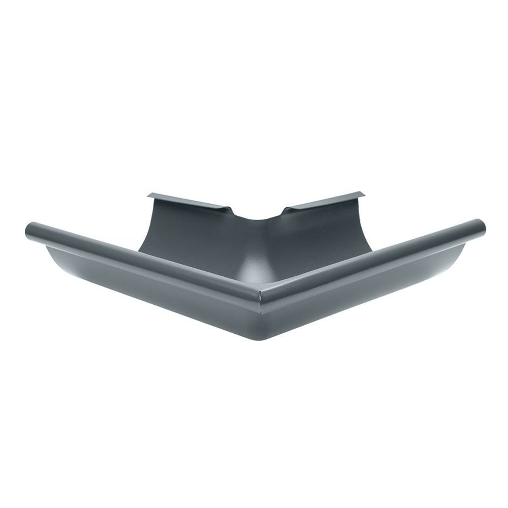 125mm Half Round Anthracite Grey Galvanised Steel 90degree External Gutter Angle - Trade Warehouse