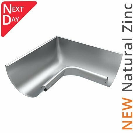 125mm Half Round Natural Zinc 90 Degree Internal Gutter Angle - Trade Warehouse