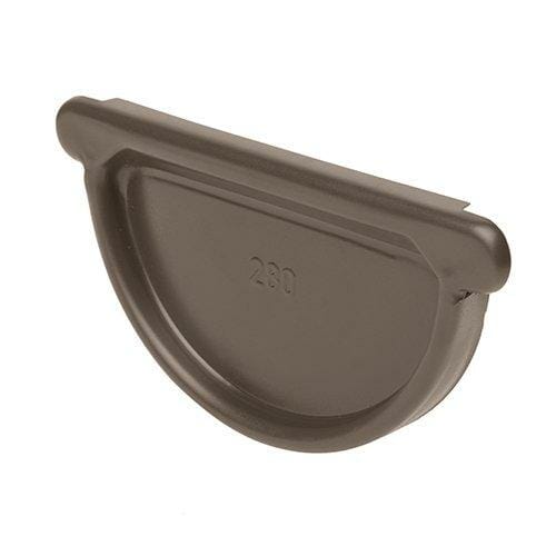 125mm Half Round Sepia Brown Galvanised Steel Gutter Stop End - Trade Warehouse