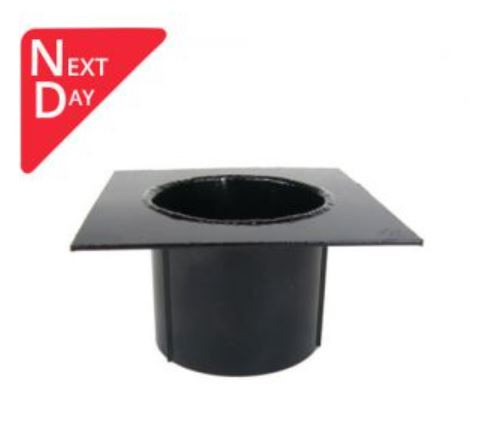 125x100mm Aluminium Box Gutter 63mm Spigot Patch Outlet - RAL 9005M Matt Black