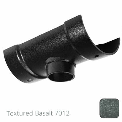 150mm (6")Half Round Cast Aluminium 76mm Gutter Outlet - Textured Basalt Grey RAL 7012 - Trade Warehouse