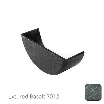 150mm (6")Half Round Cast Aluminium External Stop End - Textured Basalt Grey RAL 7012 - Trade Warehouse