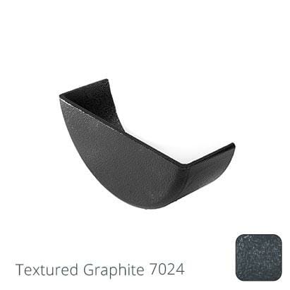 150mm (6")Half Round Cast Aluminium External Stop End - Textured Graphite Grey RAL 7024 - Trade Warehouse