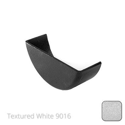 150mm (6")Half Round Cast Aluminium Internal Stop End - Textured Traffic White RAL 9016 - Trade Warehouse