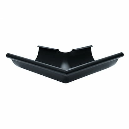 150mm Half Round Black Coated Galvanized Steel 90degree External Gutter Angle - Trade Warehouse