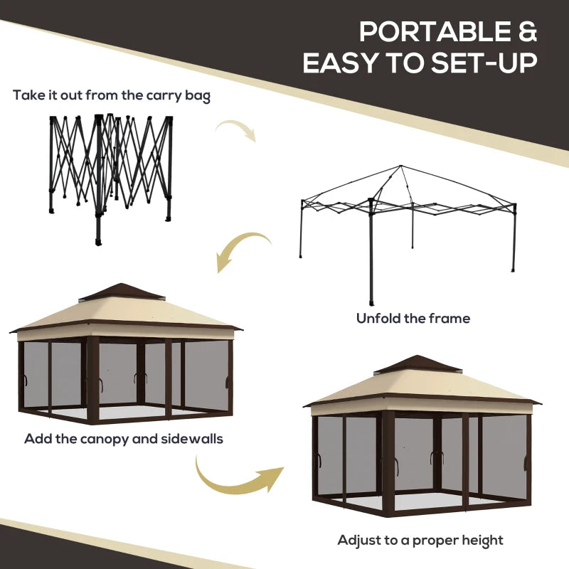 Beige Pop Up Gazebo With Carrying Bag