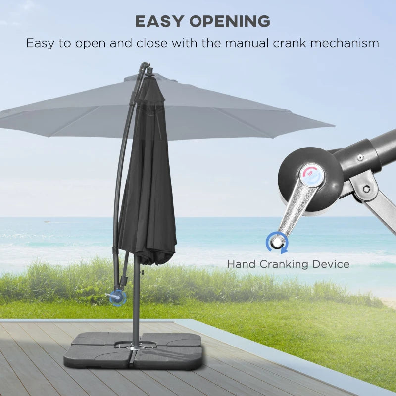 Black Banana Parasol With Adjustable Crank Handle