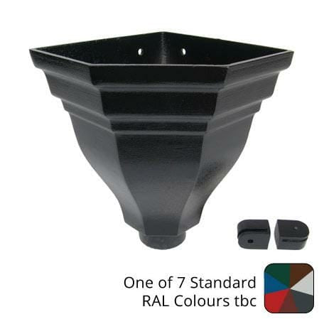 212mm Fluted Corner Cast Aluminium Hopper Head - 76mm (3") Outlet - One of 7 Standard RAL Colours TBC - Trade Warehouse