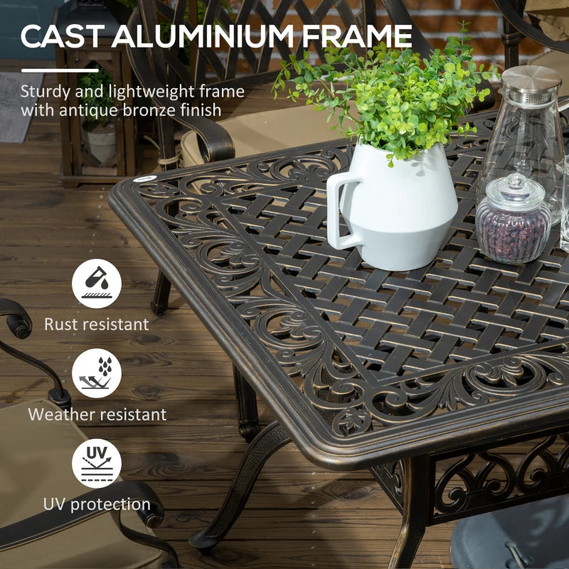 Bronze 7 Piece Cast Aluminium Patio Furniture Set