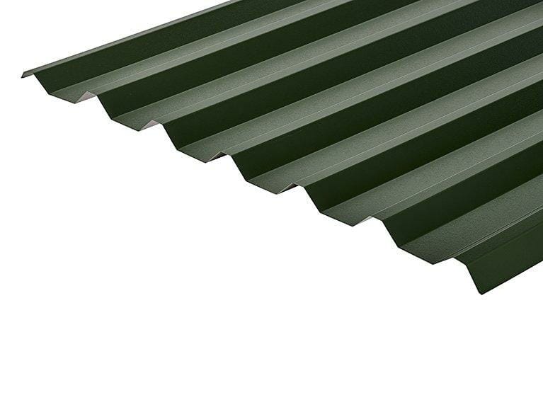 34/1000 Box Profile PVC Plastisol Coated 0.5mm Metal Roof Sheet Juniper Green - Trade Warehouse