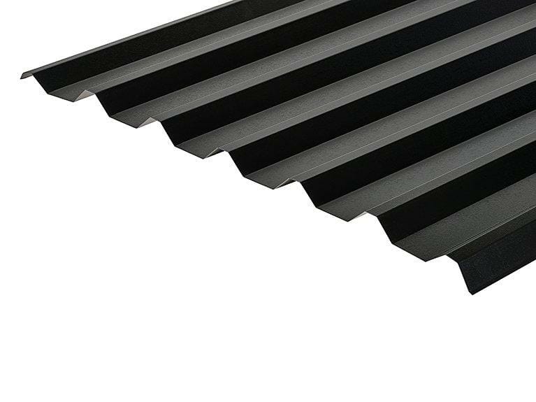 34/1000 Box Profile PVC Plastisol Coated 0.7mm Metal Roof Sheet Black - Trade Warehouse