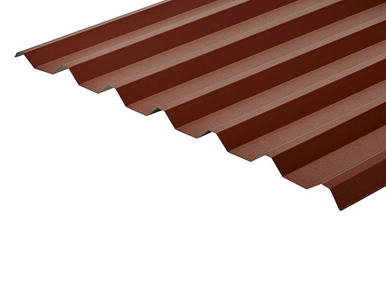 34/1000 Box Profile PVC Plastisol Coated 0.7mm Metal Roof Sheet Chestnut - Trade Warehouse