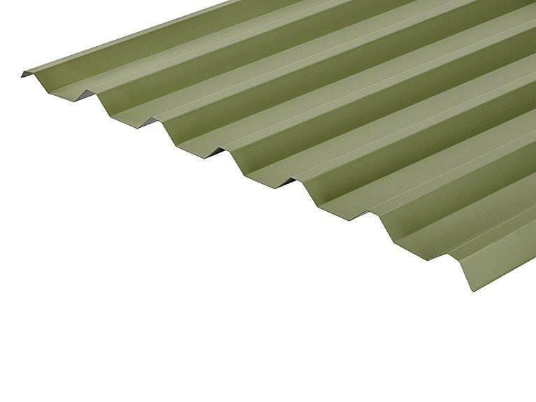 34/1000 Box Profile PVC Plastisol Coated 0.7mm Metal Roof Sheet Moorland Green - Trade Warehouse