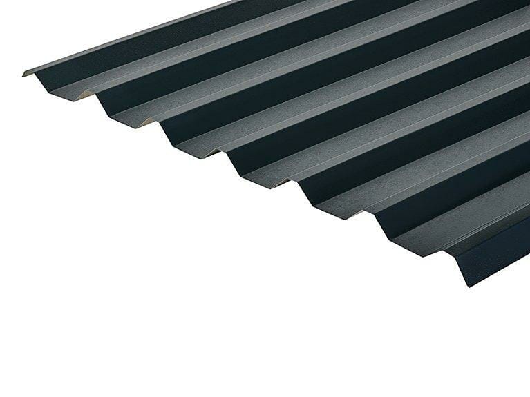 34/1000 Box Profile PVC Plastisol Coated 0.7mm Metal Roof Sheet Slate Blue - Trade Warehouse