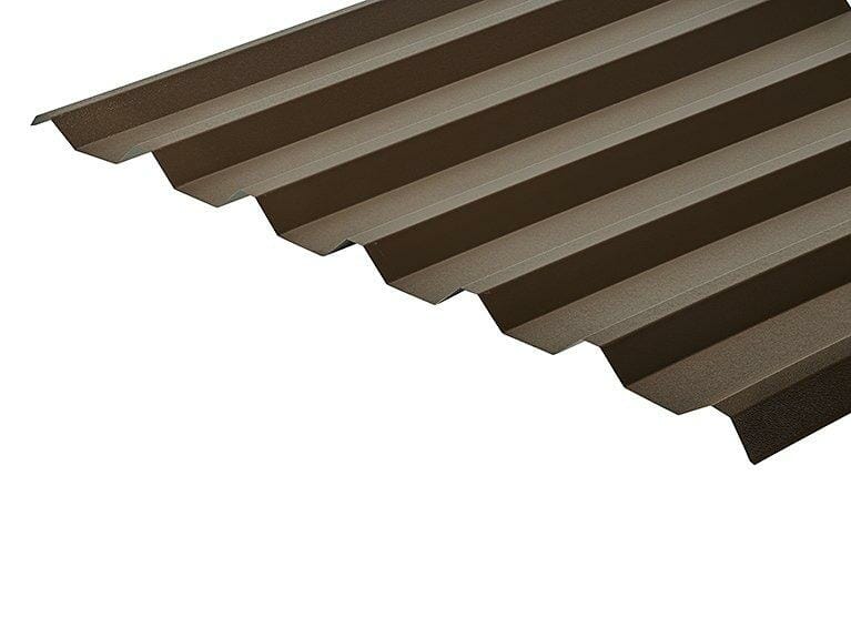 34/1000 Box Profile PVC Plastisol Coated 0.7mm Metal Roof Sheet Van Dyke Brown - Trade Warehouse