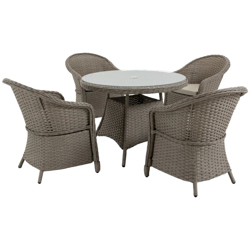 Luxury 4 Seater Rattan Dining Set With Curved Armchairs