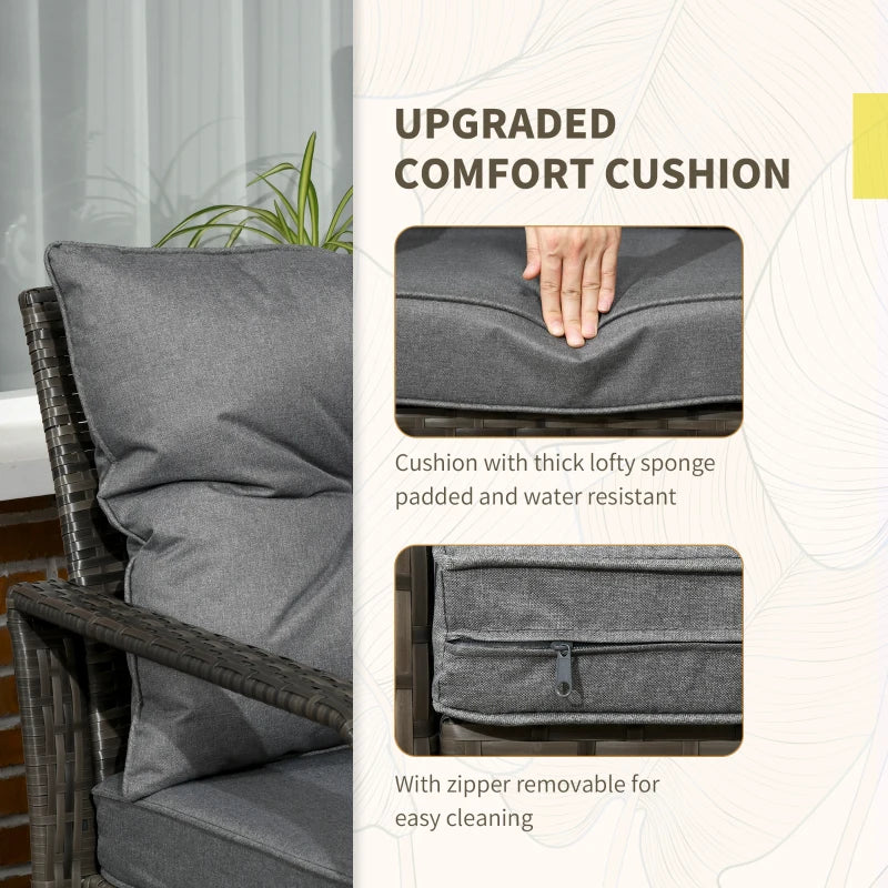 Dark Brown 3 Piece Set With Ash Grey Cushions & Storage Unit