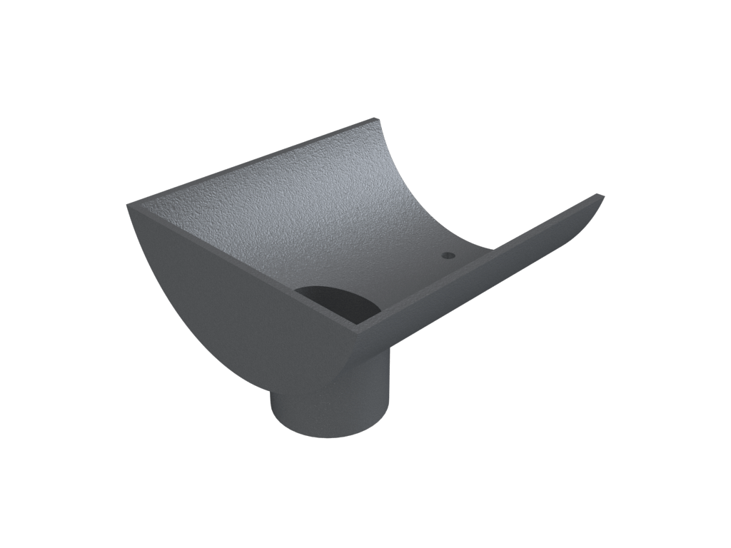 4" Plain Half Round Gutter Dropend Outlet 3" Internal Primed - Trade Warehouse