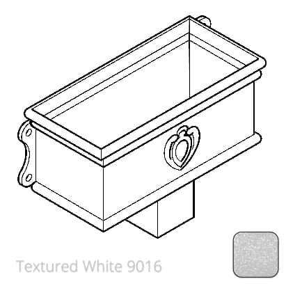 400mm Cast Aluminium Ornamental Hopper - 100 x 75mm (4"x3") Outlet - Textured 9016 White - Trade Warehouse