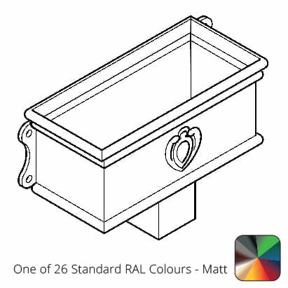 400mm Cast Aluminium Ornamental Hopper (with motif) - 100 x 75mm (4"x3") Outlet - One of 26 Standard Matt RAL colours TBC - Trade Warehouse