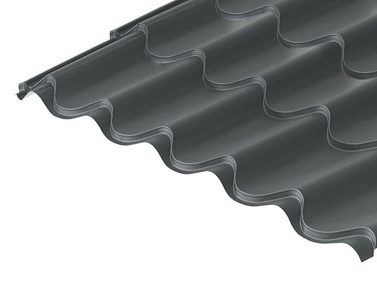 41/1000 Tile Form 0.6 Thick Mica Coated Roof Sheet Graphite Grey - Trade Warehouse