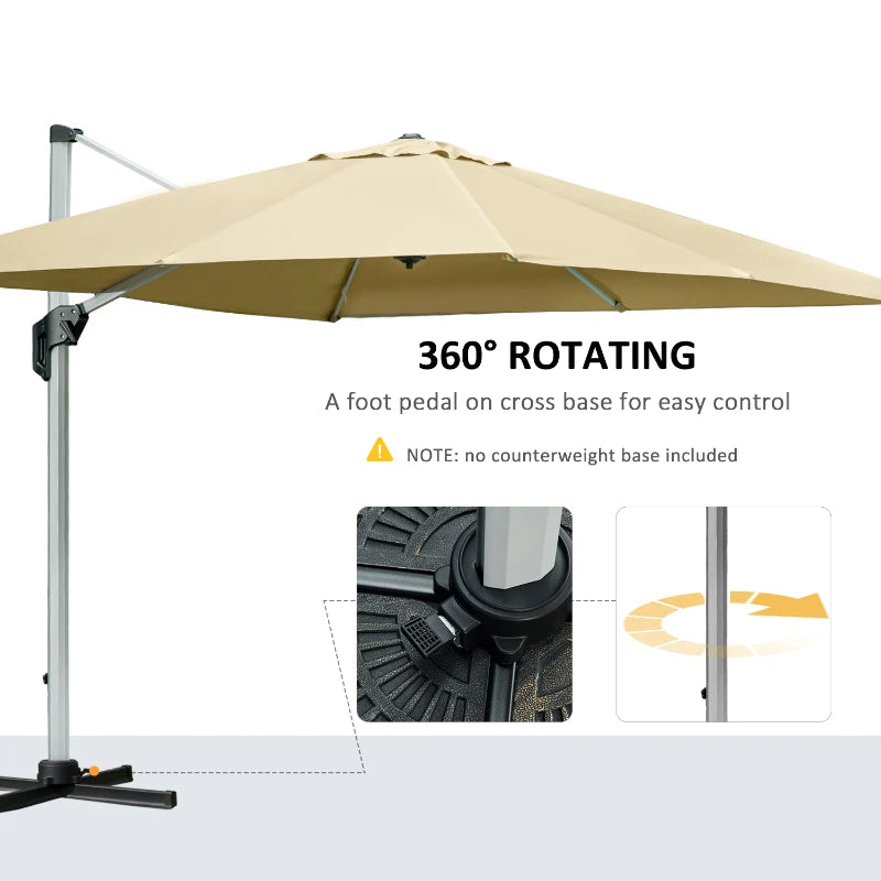 3m x 3m Khaki Cantilever Roma Parasol