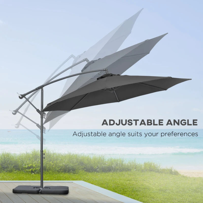 Black Banana Parasol With Adjustable Crank Handle