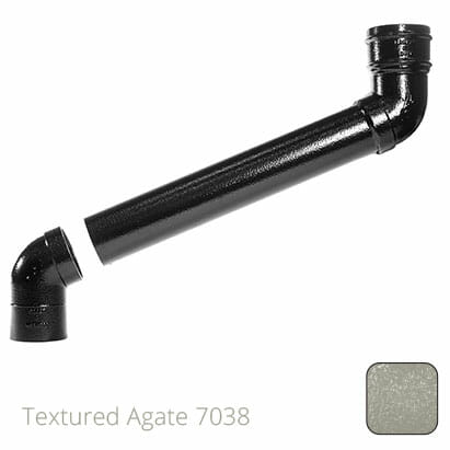 63mm (2.5") Cast Aluminium Downpipe 400mm (max) Adjustable Offset - Textured Agate Grey RAL 7038 - Trade Warehouse