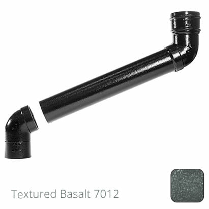 63mm (2.5") Cast Aluminium Downpipe 400mm (max) Adjustable Offset - Textured Basalt Grey RAL 7012 - Trade Warehouse