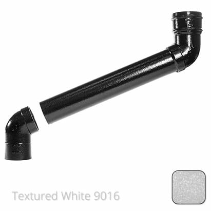63mm (2.5") Cast Aluminium Downpipe 400mm (max) Adjustable Offset - Textured Traffic White RAL 9016 - Trade Warehouse