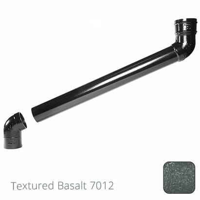 63mm (2.5") Cast Aluminium Downpipe 700mm (max) Adjustable Offset - Textured Basalt Grey RAL 7012 - Trade Warehouse