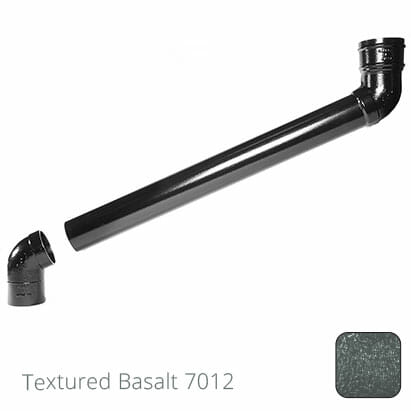 63mm (2.5") Cast Aluminium Downpipe 900mm (max) Adjustable Offset - Textured Basalt Grey RAL 7012 - Trade Warehouse