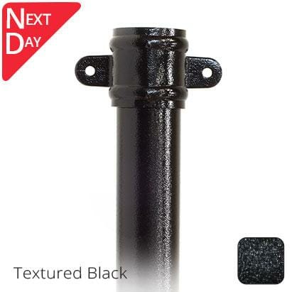 63mm (2.5") x 1m Aluminium Downpipe with Cast Eared Socket - Textured Black - Trade Warehouse