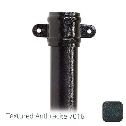 63mm (2.5") x 2m Aluminium Downpipe with Cast Eared Socket - Textured Anthracite Grey RAL 7016 - Trade Warehouse