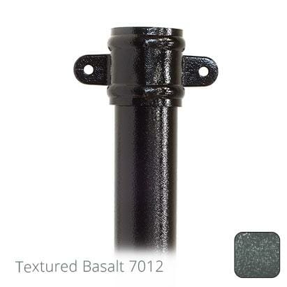 63mm (2.5") x 2m Aluminium Downpipe with Cast Eared Socket - Textured Basalt Grey RAL 7012 - Trade Warehouse