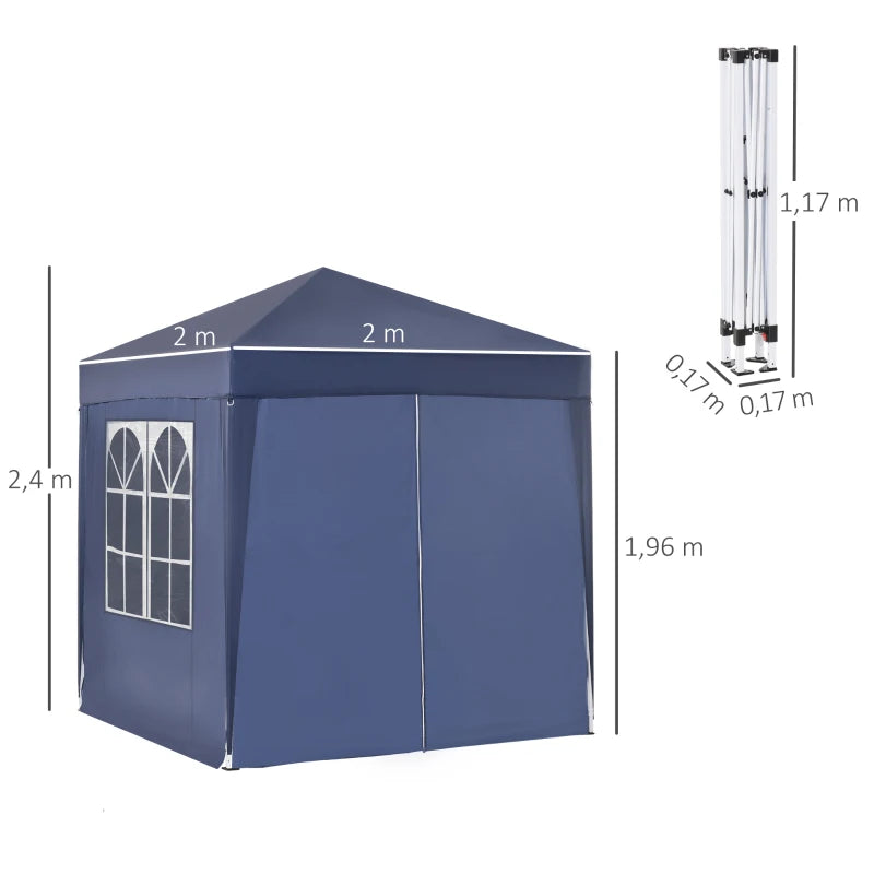 2m x 2m Blue Pop Up Gazbeo