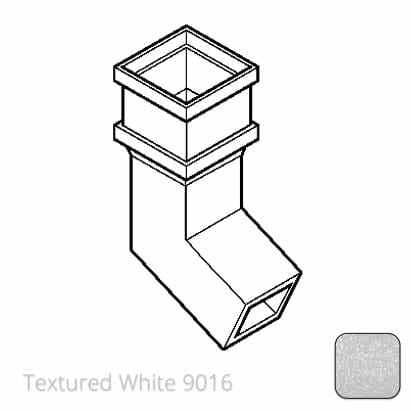 75 x 75mm (3"x3") Cast Aluminium Downpipe 112 Degree Bend without Ears - Textured 9016 White - Trade Warehouse