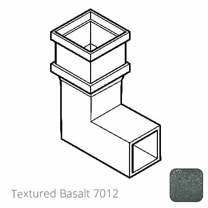 75 x 75mm (3"x3") Cast Aluminium Downpipe 90 Degree Bend without Ears - Textured 7012 Basalt Grey - Trade Warehouse