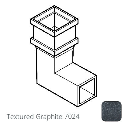 75 x 75mm (3"x3") Cast Aluminium Downpipe 90 Degree Bend without Ears - Textured 7024 Graphite Grey - Trade Warehouse
