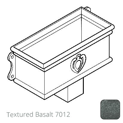 75 x 75mm (3"x3") Cast Aluminium Ornamental Hopper - 410 x 190 x 180mm - Textured 7012 Basalt Grey - Trade Warehouse