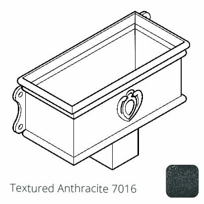 75 x 75mm (3"x3") Cast Aluminium Ornamental Hopper - 410 x 190 x 180mm - Textured 7016 Anthracite Grey - Trade Warehouse