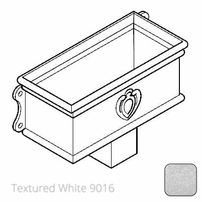 75 x 75mm (3"x3") Cast Aluminium Ornamental Hopper - 410 x 190 x 180mm - Textured 9016 White - Trade Warehouse