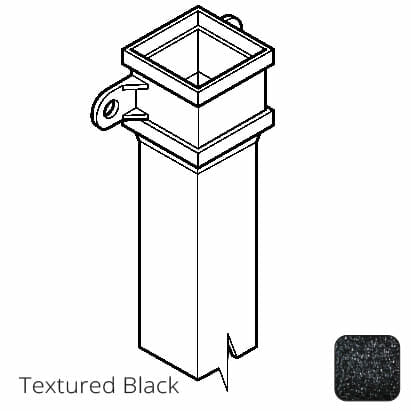 75 x 75mm (3"x3") x 1m Cast Aluminium Downpipe with Eared Socket - Textured Black - Trade Warehouse