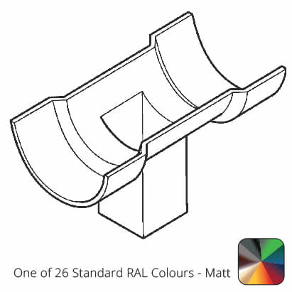 75x75 (3"x3") square outlet Cast Aluminium Half Round 125mm (5") Gutter Running Outlet - Double Socket - One of 26 Standard RAl colours - Matt - Trade Warehouse