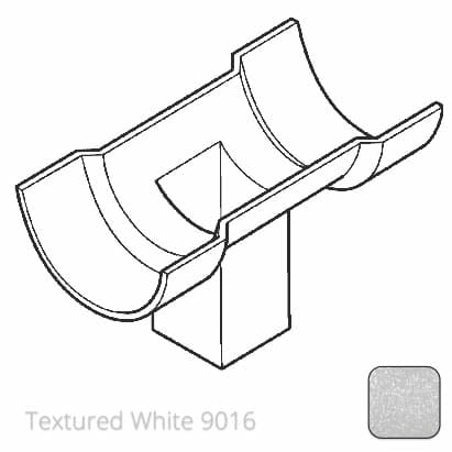 75x75 (3"x3") square outlet Cast Aluminium Half Round 125mm (5") Gutter Running Outlet - Double Socket - Textured 9016 White - Trade Warehouse