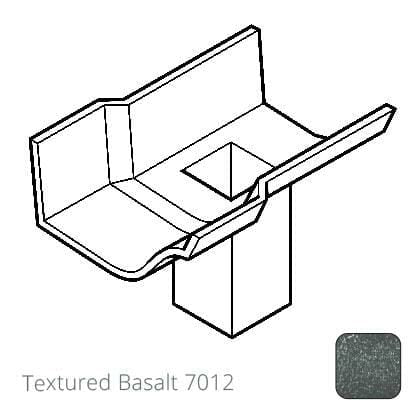 75x75 (3"x3") square outlet Cast Aluminium Victorian Ogee 125mm (5") Gutter Running Outlet - Single Spigot/Socket - Textured 7012 Basalt - Trade Warehouse