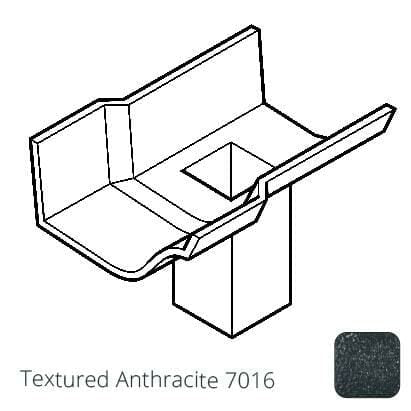 75x75 (3"x3") square outlet Cast Aluminium Victorian Ogee 125mm (5") Gutter Running Outlet - Single Spigot/Socket - Textured 7016 Anthracite - Trade Warehouse