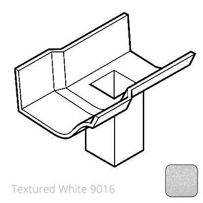 75x75m (3"x3") square outlet Cast Aluminium Victorian Ogee 115mm (4.5") Gutter Running Outlet - Single Spigot/Socket - Textured 9016 White - Trade Warehouse
